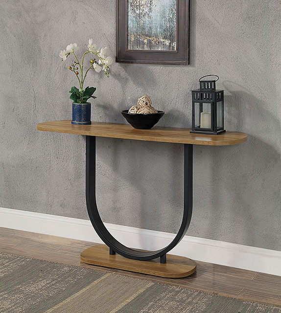Furniture Of America Olbia Industrial Rustic Oak/Sand Black Sofa Table Model CM4199A-S