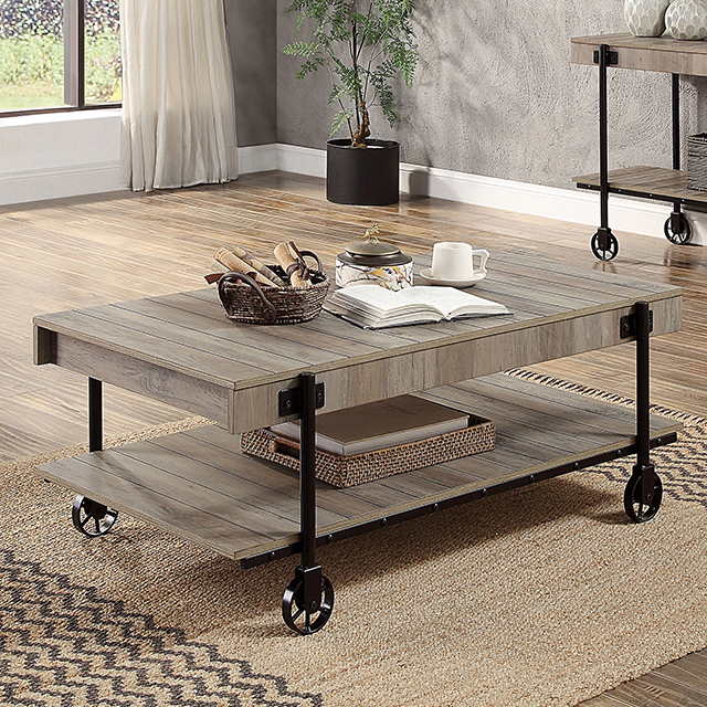 Furniture Of America Lobb Industrial Natural Tone/Black Coffee Table Model CM4217A-C