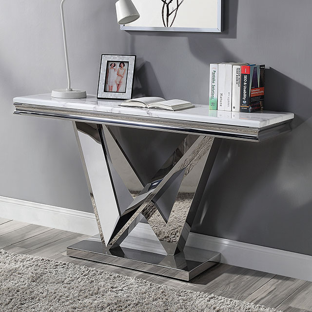 Furniture Of America Villarsglane Glam Chrome Sofa Table Model CM4284S-TABLE