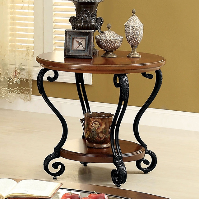 Furniture Of America May Traditional Brown Cherry End Table Model CM4326E
