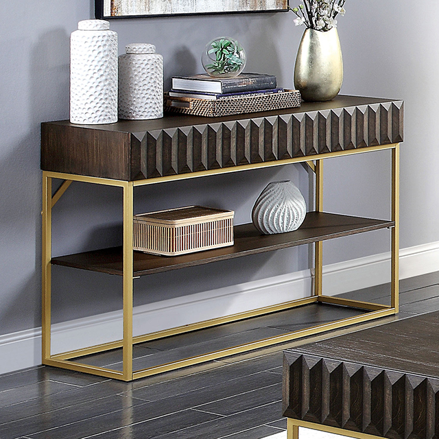 Furniture Of America Augsburg Contemporary Walnut/Gold Sofa Table Model CM4545WN-S