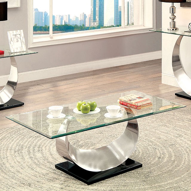 Furniture Of America Orla Contemporary Satin Plated/Black Coffee Table Model CM4726C-TABLE