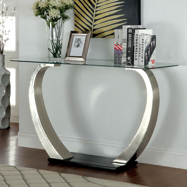Furniture Of America Roxo Contemporary Satin Plated/Black Sofa Table Model CM4728S