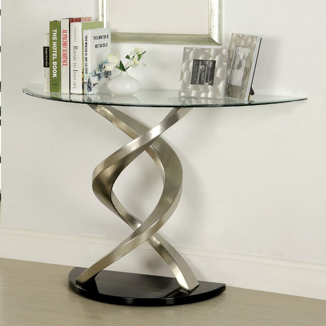 Furniture Of America Nova Contemporary Satin Plated/Black Sofa Table Model CM4729S