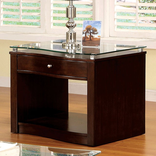 Furniture Of America Pierce Transitional Brown Cherry End Table Model CM4780E