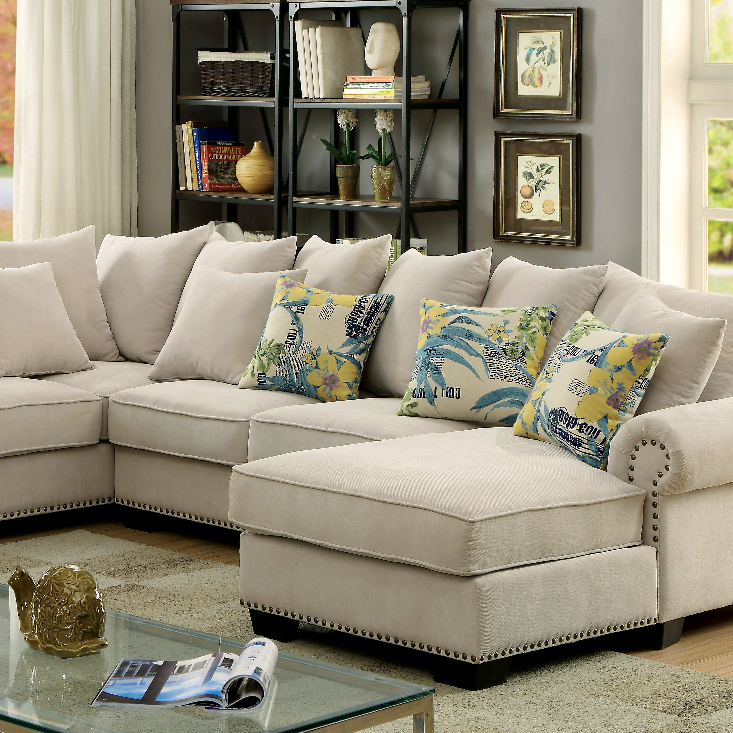 Furniture Of America Skyler Transitional Beige Sectional Model CM6156-SECTIONAL