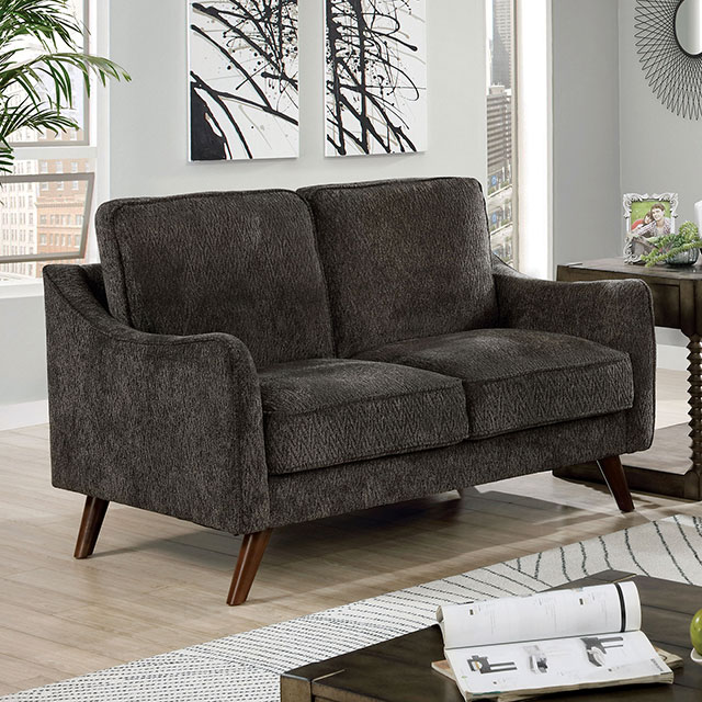 Furniture Of America Maxime Mid-Century Modern Dark Gray Loveseat Model CM6971DG-LV