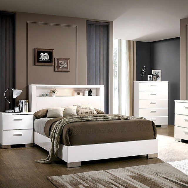 Furniture Of America Carlie Contemporary White Bed Model CM7049WH-Cal.King Bed