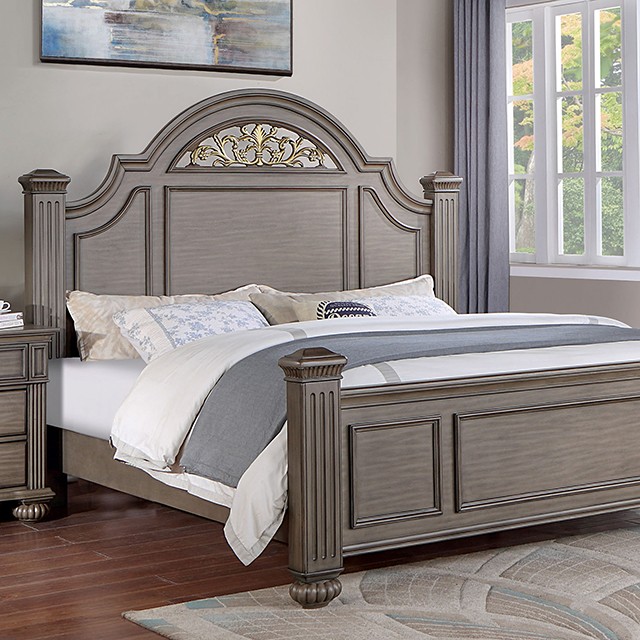 Furniture Of America Syracuse Traditional Gray Bed Model CM7129GY-Queen Bed