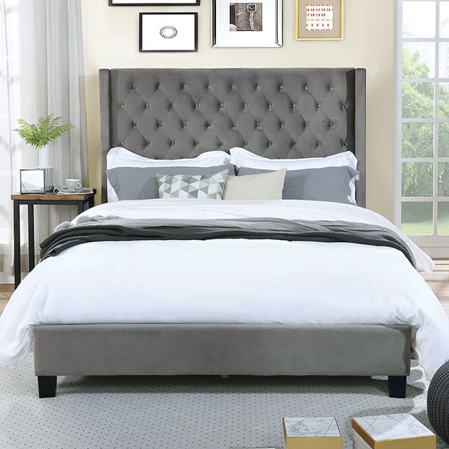 Furniture Of America Ryleigh Transitional Gray Bed Model FM7141GY-Queen Bed
