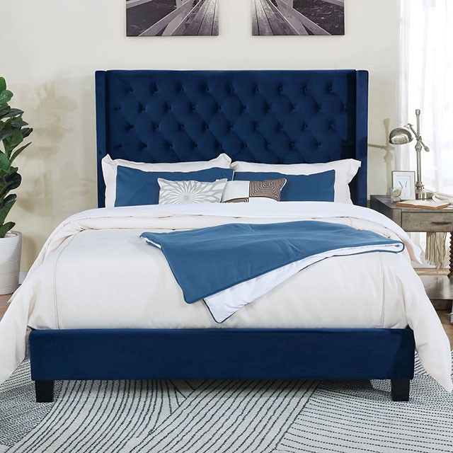 Furniture Of America Ryleigh Transitional Navy Bed Model FM7141NV-Queen Bed