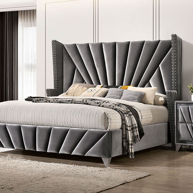 Furniture Of America Carissa Transitional Gray Bed Model CM7164-Queen Bed