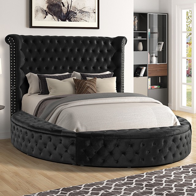 Furniture Of America Sansom Glam Black Bed Model CM7178BK-Queen Bed
