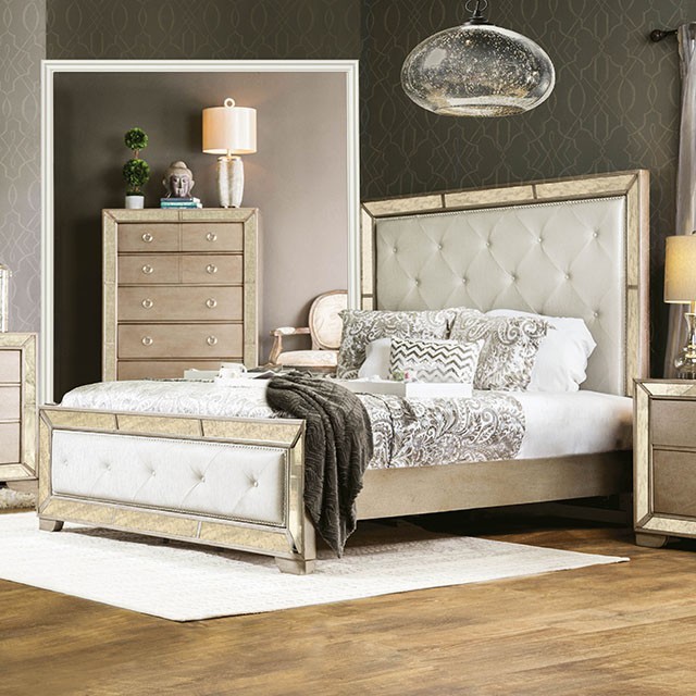 Furniture Of America Loraine Glam Champagne Bed Model CM7195-Queen Bed