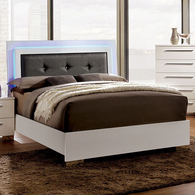 Furniture Of America Clementine Contemporary Glossy White Bed Model CM7201-Queen Bed