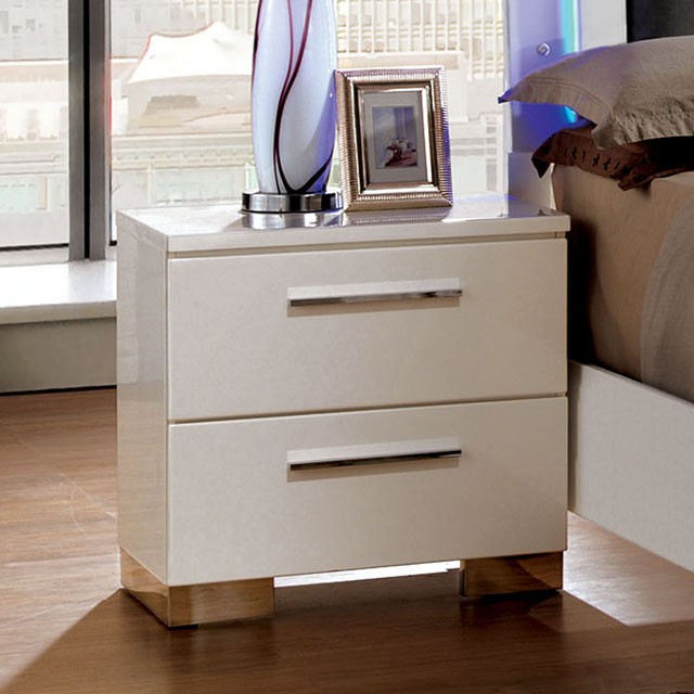 Furniture Of America Clementine Contemporary Glossy White Night Stand Model CM7201N