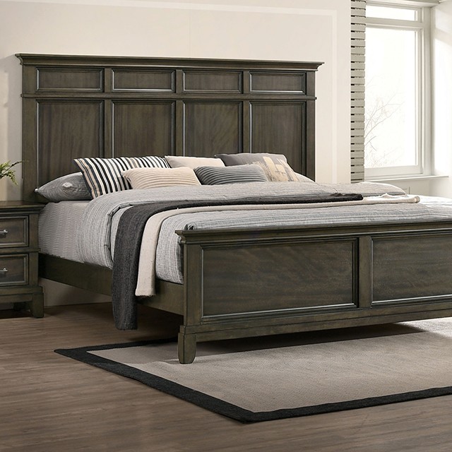 Furniture Of America Houston Traditional Gray Bed Model CM7221GY-Queen Bed