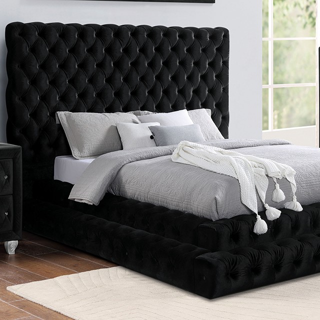 Furniture Of America Stefania Glam Black Bed Model CM7227BK-Queen Bed