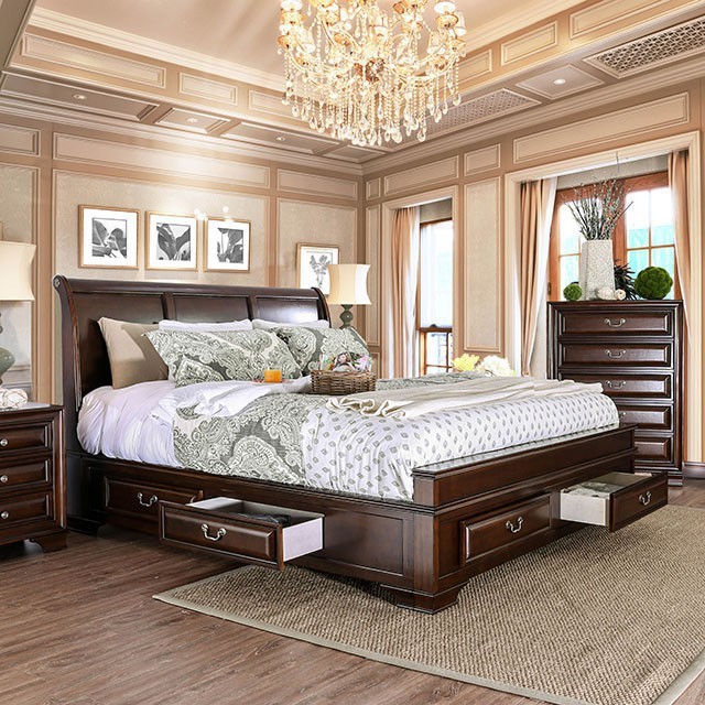 Furniture Of America Brandt Transitional Brown Cherry Bed Model CM7302CH-Queen Bed