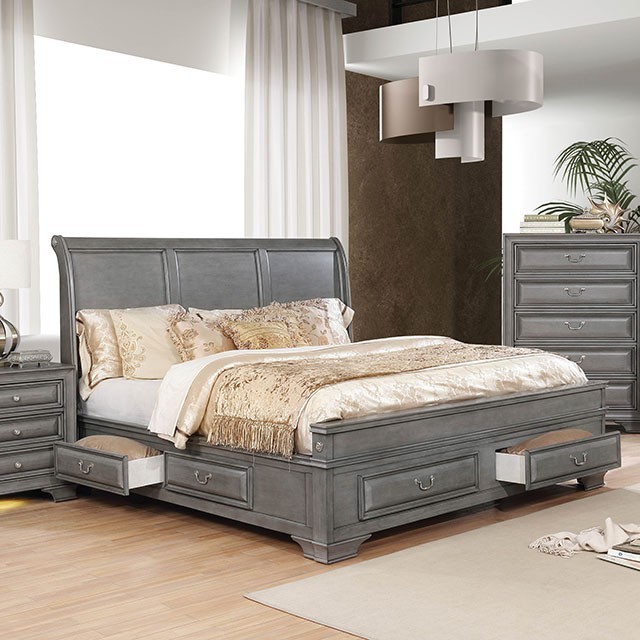 Furniture Of America Brandt Transitional Gray Bed Model CM7302GY-Queen Bed