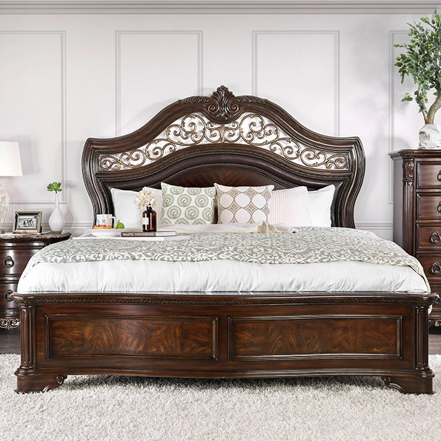 Furniture Of America Menodora Transitional Brown Cherry Bed Model CM7311-Queen Bed
