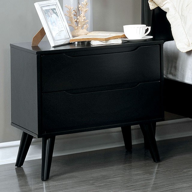 Furniture Of America Lennart Mid-Century Modern Black Night Stand Model CM7386BK-N