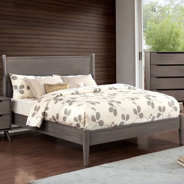 Furniture Of America Lennart Mid-Century Modern Gray Bed Model CM7386GY-Queen Bed