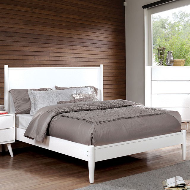 Furniture Of America Lennart Mid-Century Modern White Bed Model CM7386WH-Twin Bed