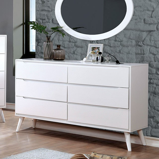 Furniture Of America Lennart Mid-Century Modern White Dresser Model CM7386WH-D