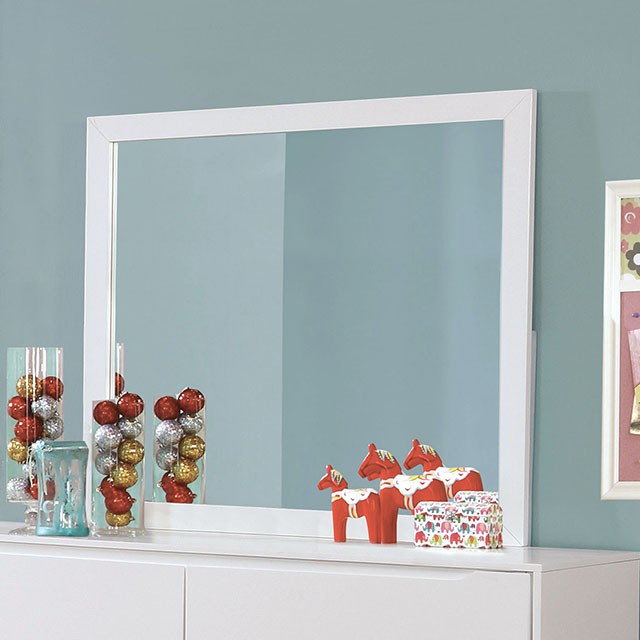 Furniture Of America Lennart Mid-Century Modern White Rectangular Mirror Model CM7386WH-M