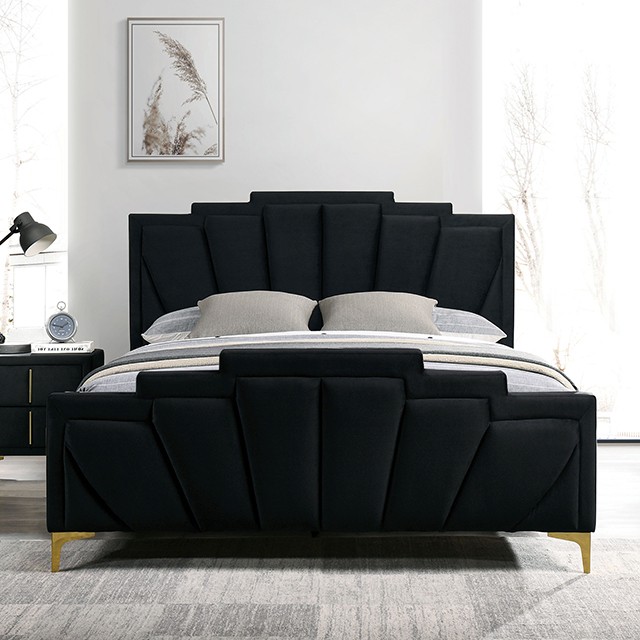 Furniture Of America Florizel Glam Black/Gold Bed Model CM7411BK-Queen Bed
