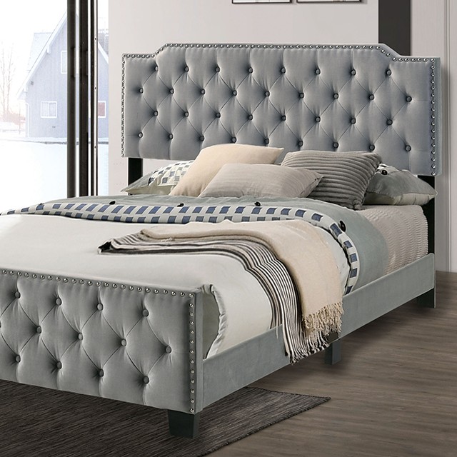 Furniture Of America Charlize Contemporary Gray Bed Model CM7414LG-Queen Bed