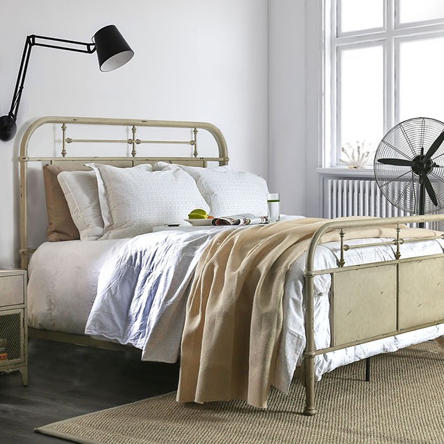 Furniture Of America Haldus Industrial Distressed Ivory Bed Model CM7502IV-Twin Bed
