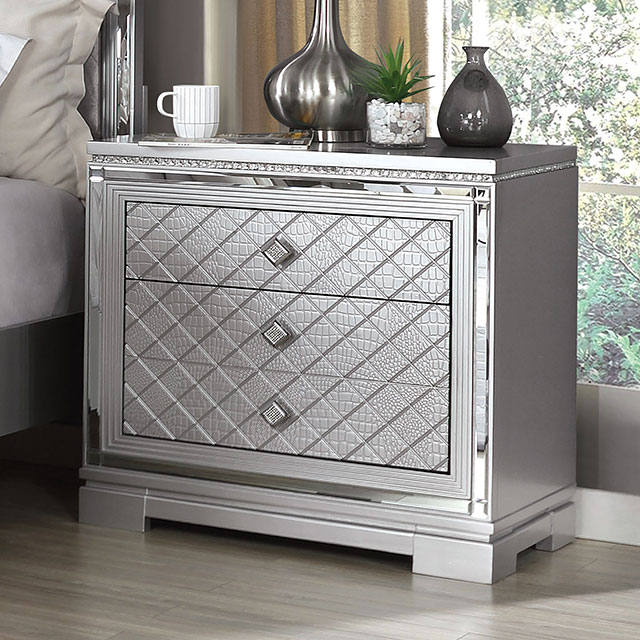 Furniture Of America Belleterre Glam Silver Night Stand Model CM7518N