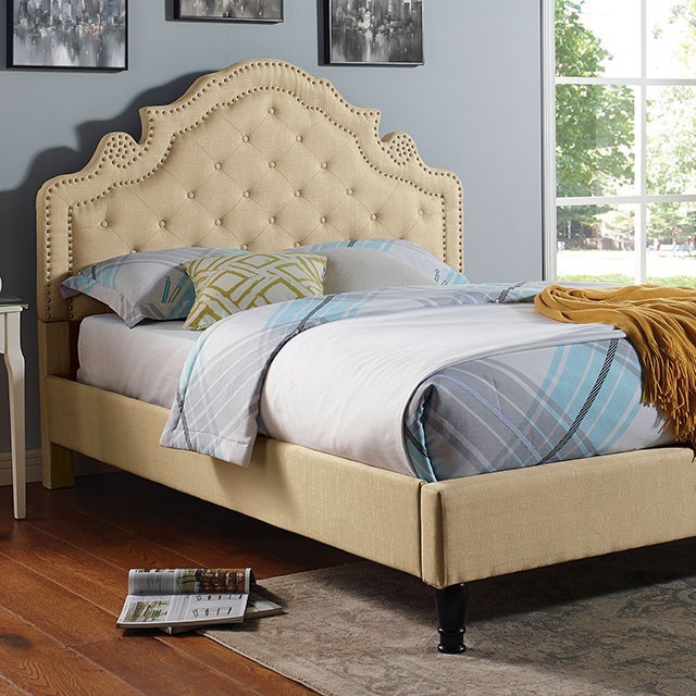 Furniture Of America Aubree Transitional Beige Bed Model CM7537BG-Queen Bed