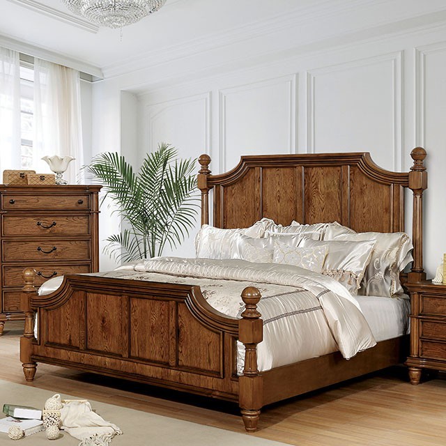 Furniture Of America Mantador Traditional Dark Oak Bed Model CM7542-Queen Bed