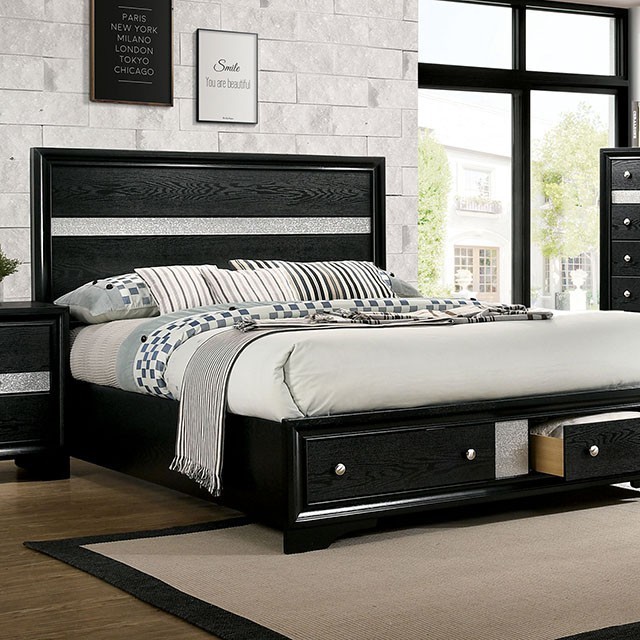 Furniture Of America Chrissy Contemporary Black Bed Model CM7552BK-Queen Bed