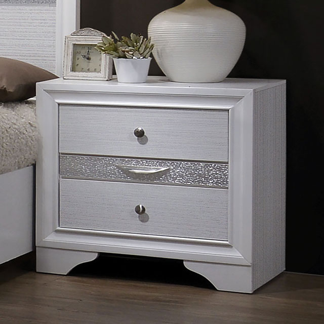 Furniture Of America Chrissy Contemporary White Night Stand Model CM7552N