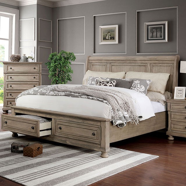 Furniture Of America Wells Transitional Gray Bed Model CM7568-Queen Bed
