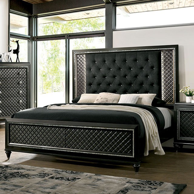 Furniture Of America Demetria Contemporary Metallic Gray Bed Model CM7584-Queen Bed