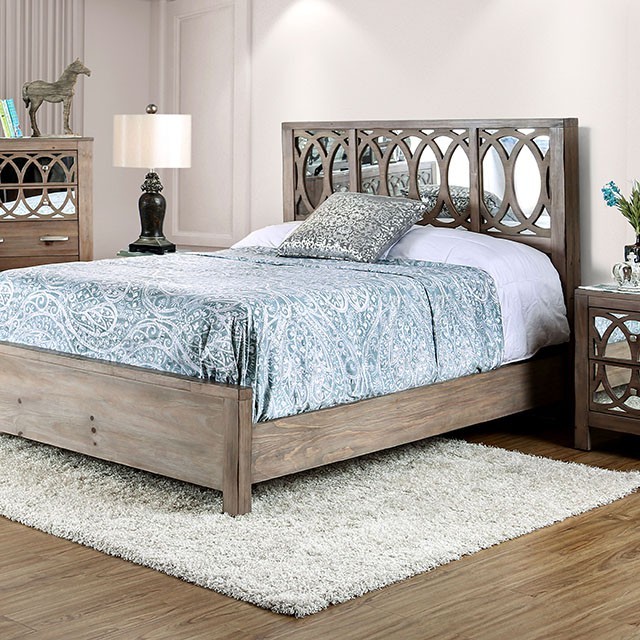 Furniture Of America Zaragoza Contemporary Rustic Natural Tone Bed Model CM7585-Queen Bed