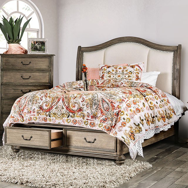 Furniture Of America Belgrade Transitional Rustic Natural Tone/Ivory Bed Model CM7614-Queen Bed