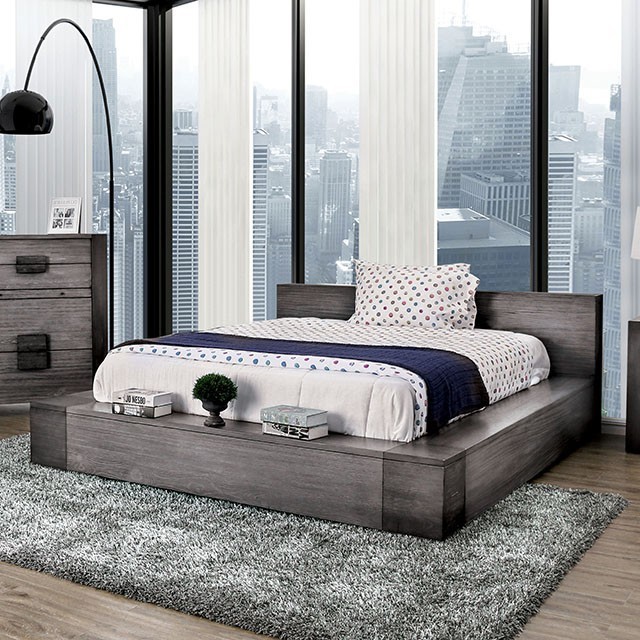 Furniture Of America Janeiro Rustic Gray Bed Model CM7628GY-Queen Bed