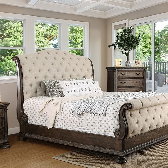 Furniture Of America Lysandra Transitional Rustic Natural Tone/Beige Bed Model CM7663-Queen Bed