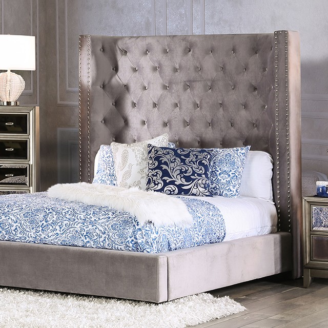 Furniture Of America Rosabelle Transitional Gray Bed Model CM7669GY-Queen Bed