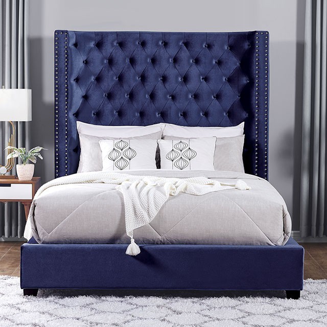 Furniture Of America Mirabelle Transitional Blue Bed Model CM7679BL-Cal.King Bed