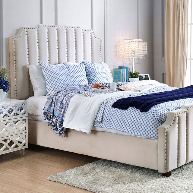 Furniture Of America Atria Contemporary Beige Bed Model CM7687BG-Queen Bed