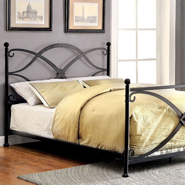 Furniture Of America Zaria Contemporary Matte Black Bed Model CM7732-Twin Bed