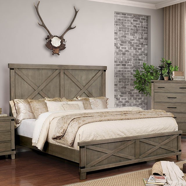 Furniture Of America Bianca Rustic Gray Bed Model CM7734GY-Queen Bed