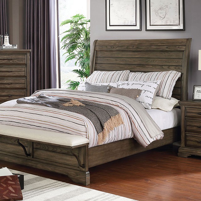 Furniture Of America Gilbert Transitional Light Walnut Bed Model CM7894-Queen Bed